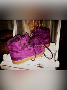 BNWOT!  Puma High-Top Suede Sneakers in Plum with Gum Sole